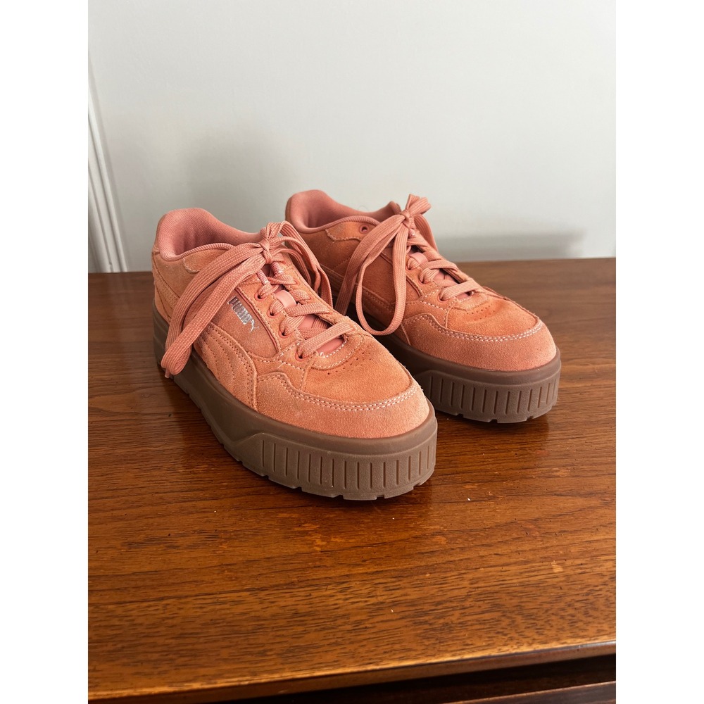 PUMA Karmen II Idol Suede Platform Sneakers Peach Brown Size 8